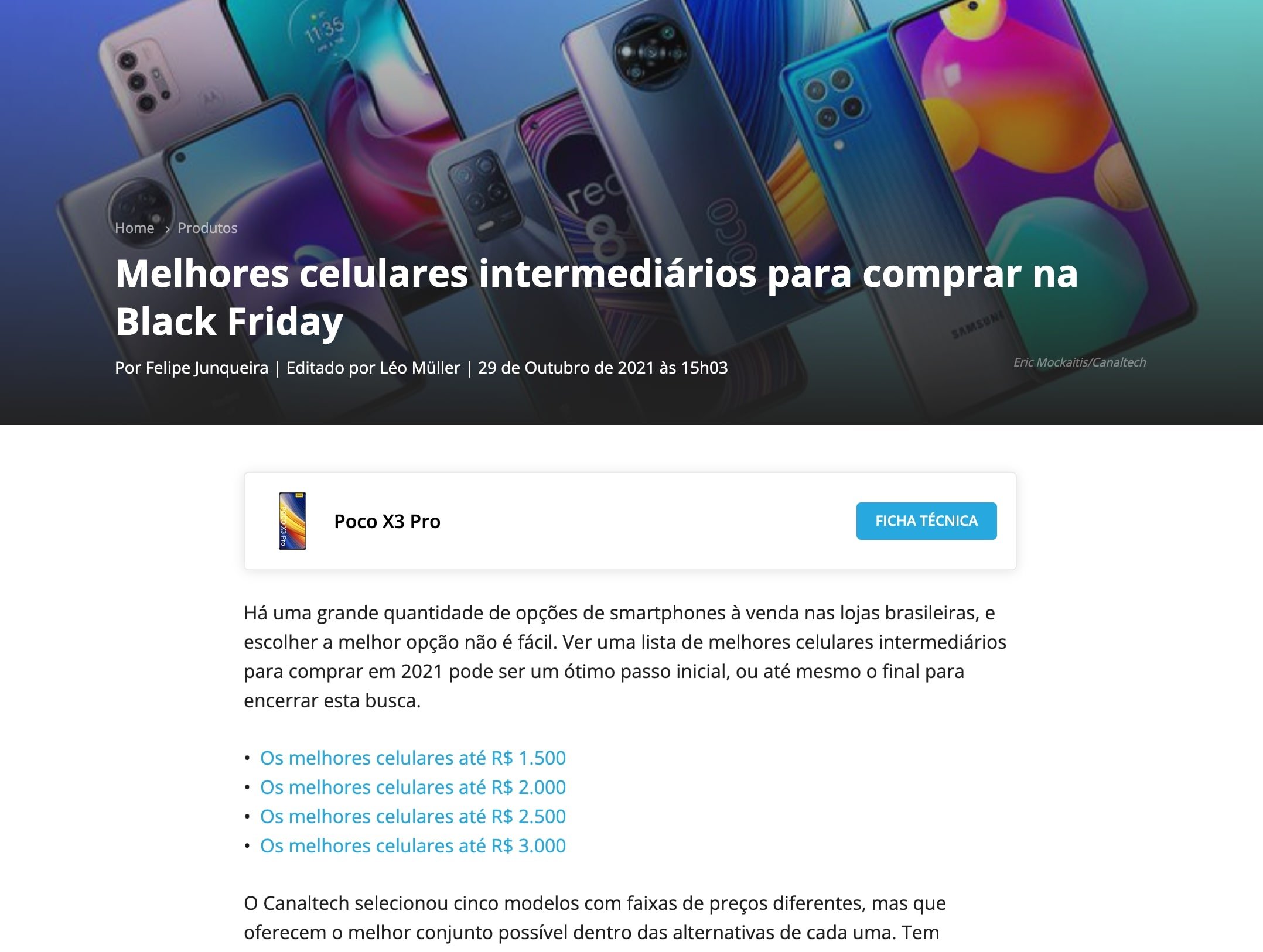 Comparação Celular Black Friday