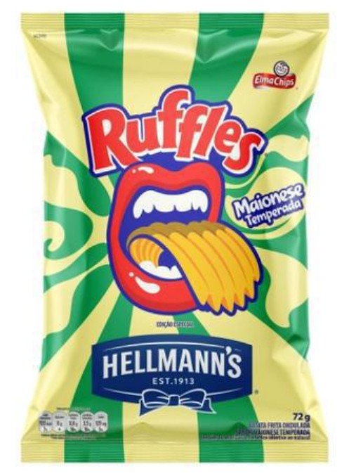 embalagem de ruffles sabor maionese temperada com parceria da maionese hellmanns