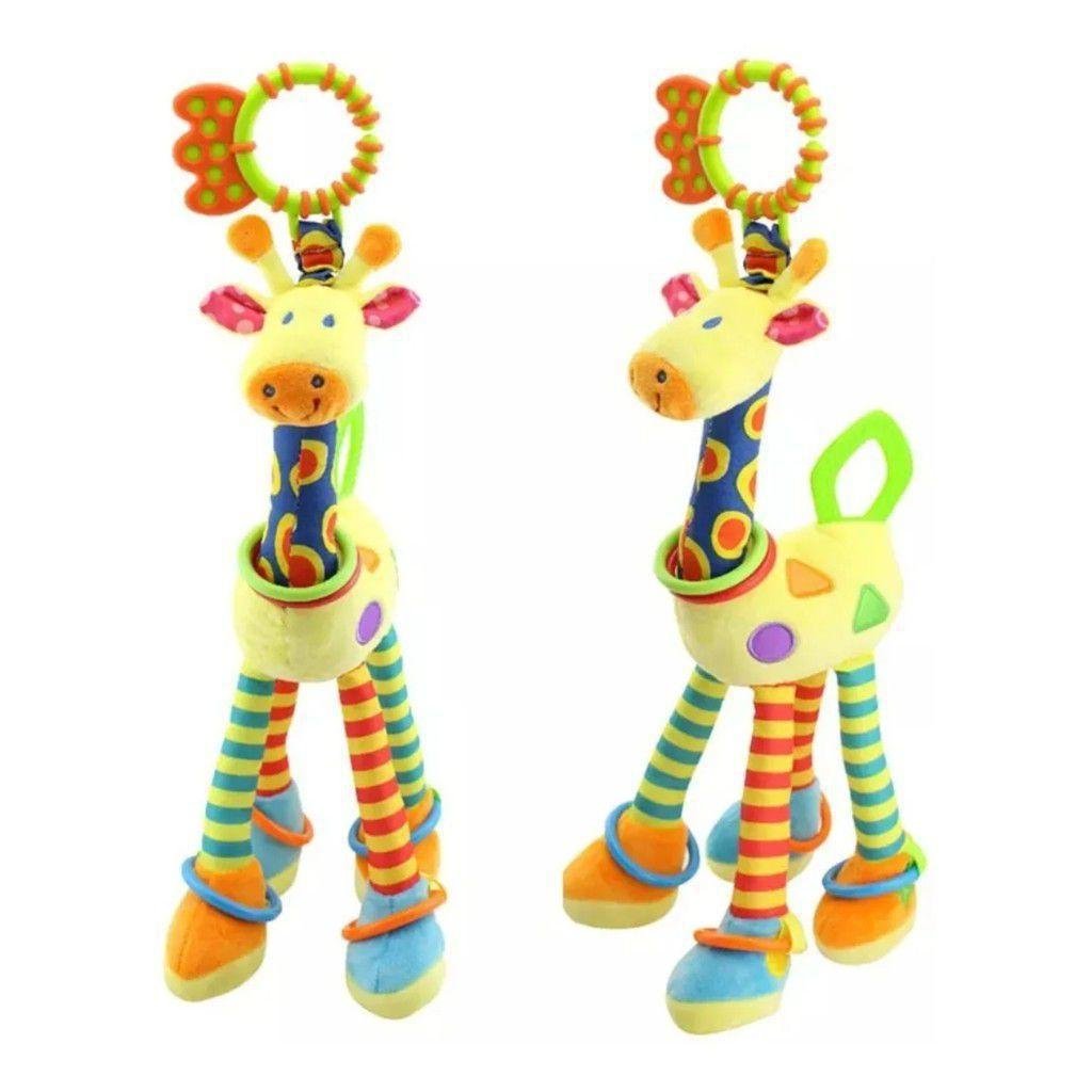 mordedor sensorial colorido em formato de girafa