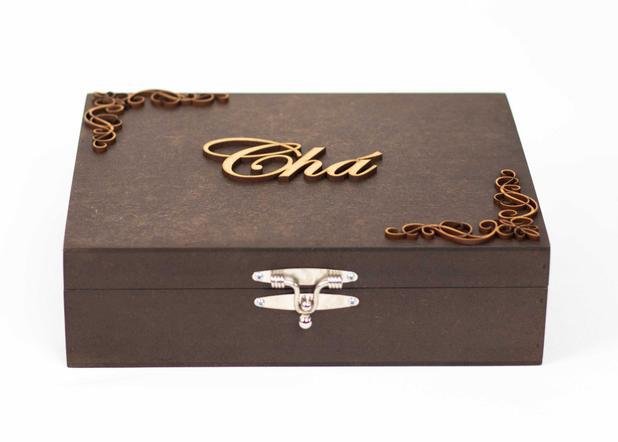 caixa de madeira para sachês de chá