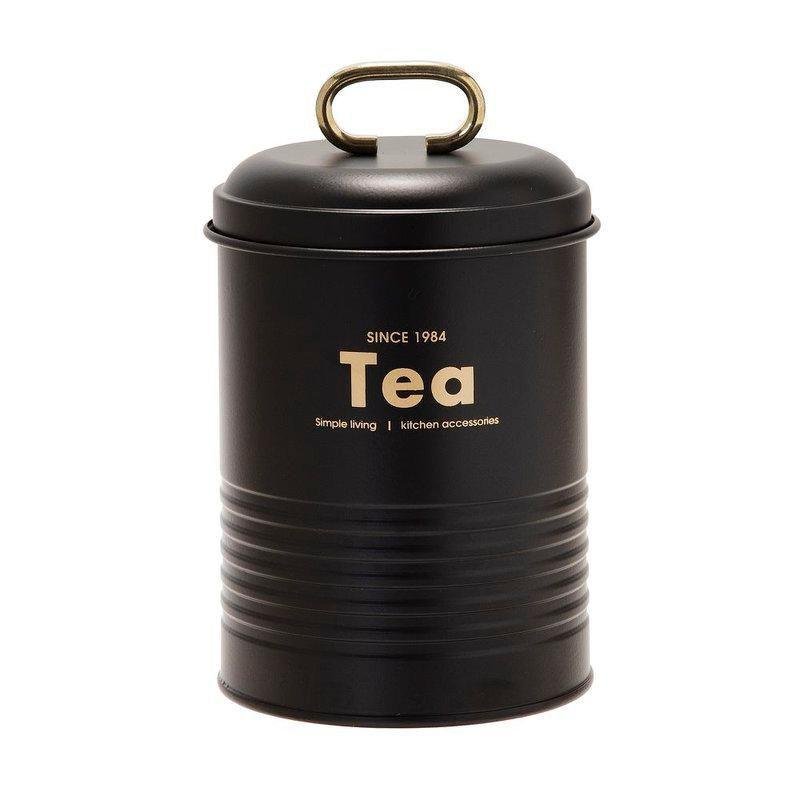 lata preta para armazenar chá