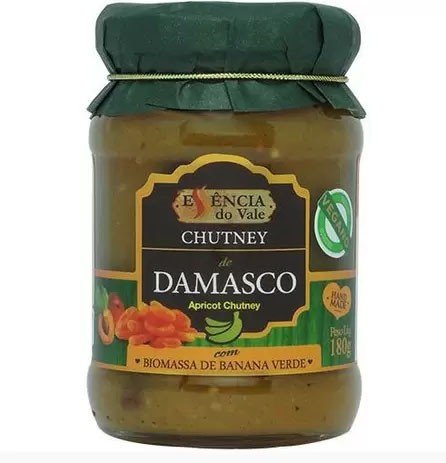 molho chutney de damasco em pote de vidro