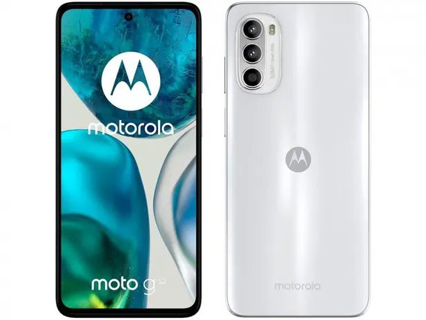 smartphone moto g52 branco frontal e traseira