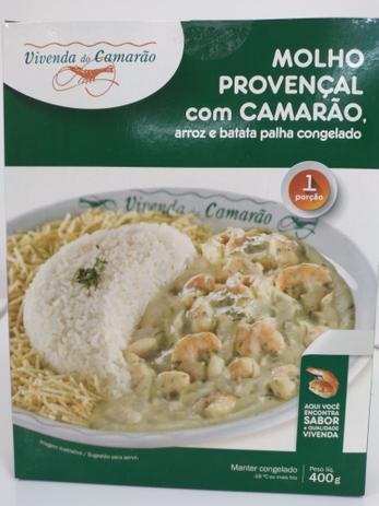 pacote de molho provençal com camarão, arroz e batata congelada da vivenda do camarão
