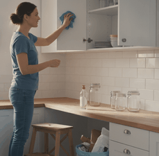 Misturinha para limpar armário de cozinha branco sem danificar